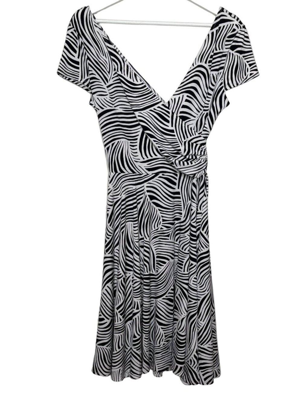 Maggy London Womens 8 Zebra Print Fit Flare Dress Black White Y2K Cocktail